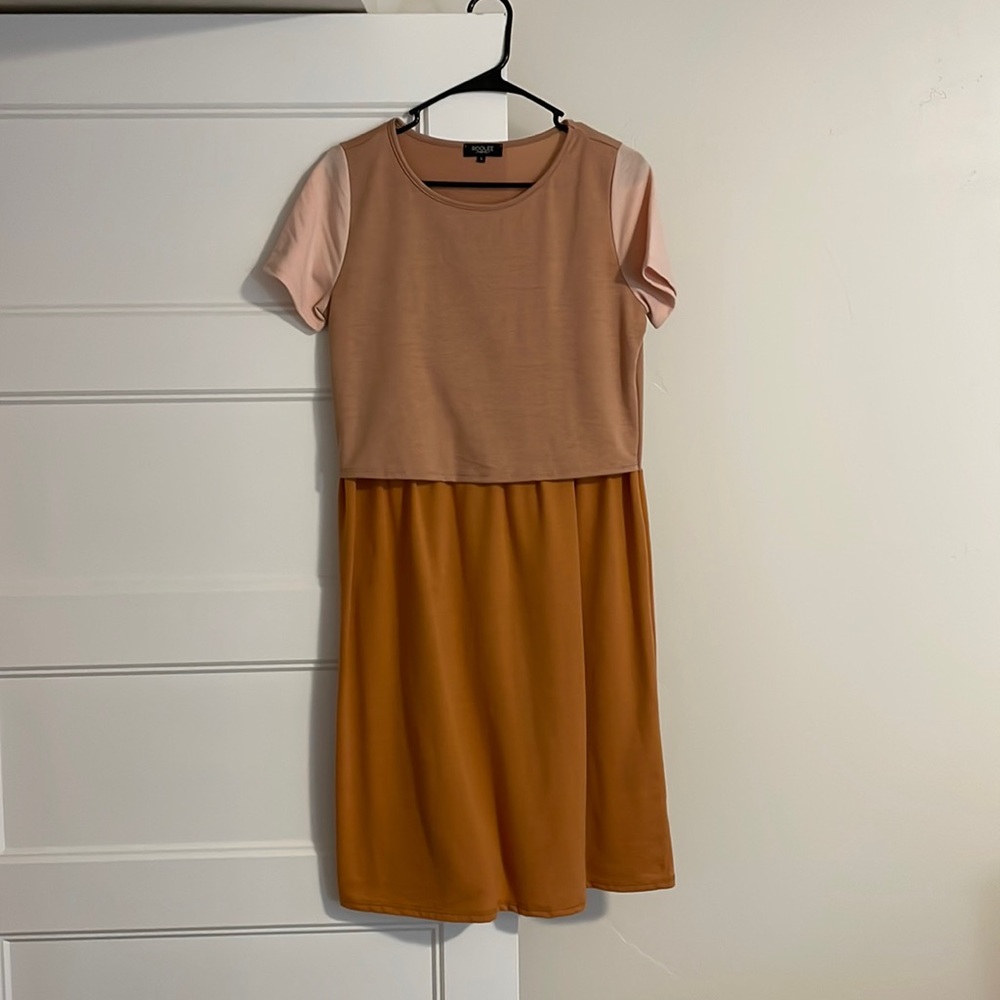 Color Block Knee Length Nursing Dress